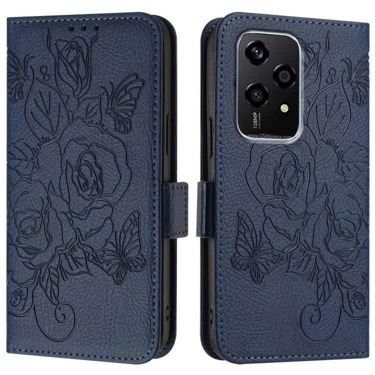 For Honor 200 Lite Global Embossed Rose RFID Anti-theft Leather Phone Case
