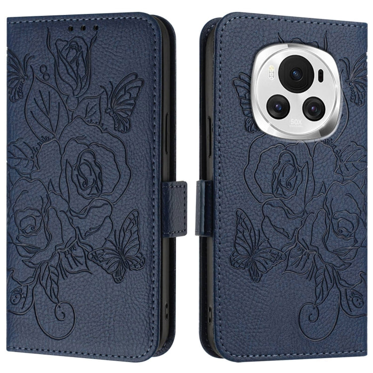 For Honor Magic6 5G Embossed Rose RFID Anti-theft Leather Phone Case