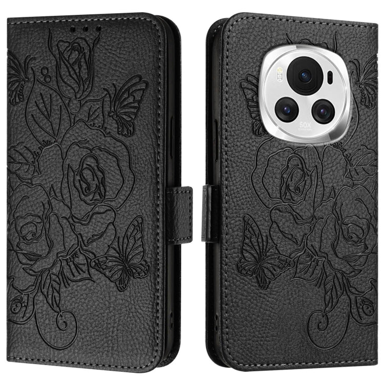 For Honor Magic6 5G Embossed Rose RFID Anti-theft Leather Phone Case