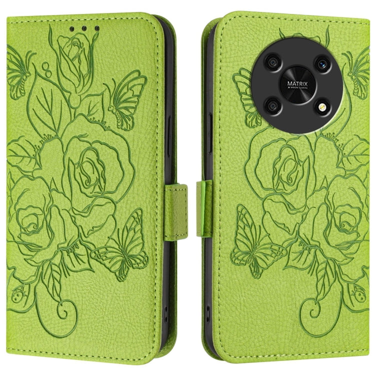 For Honor X30 5G / X9 5G / 4G Embossed Rose RFID Anti-theft Leather Phone Case