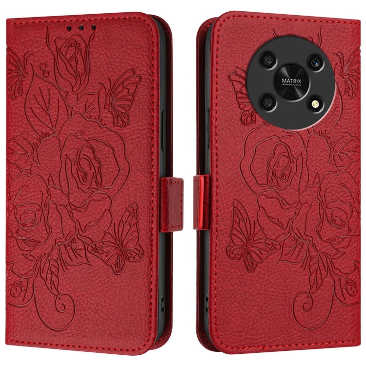 For Honor X30 5G / X9 5G / 4G Embossed Rose RFID Anti-theft Leather Phone Case