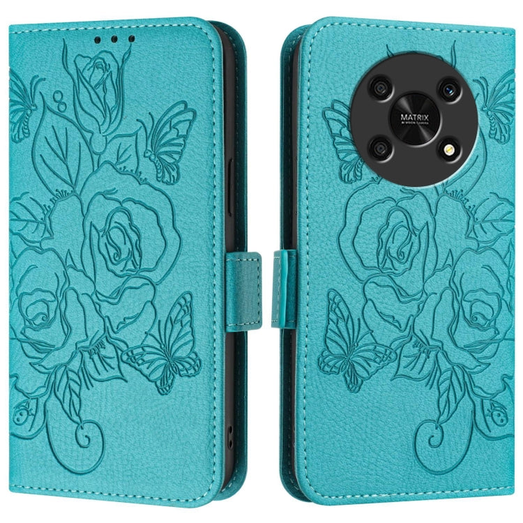 For Honor X30 5G / X9 5G / 4G Embossed Rose RFID Anti-theft Leather Phone Case