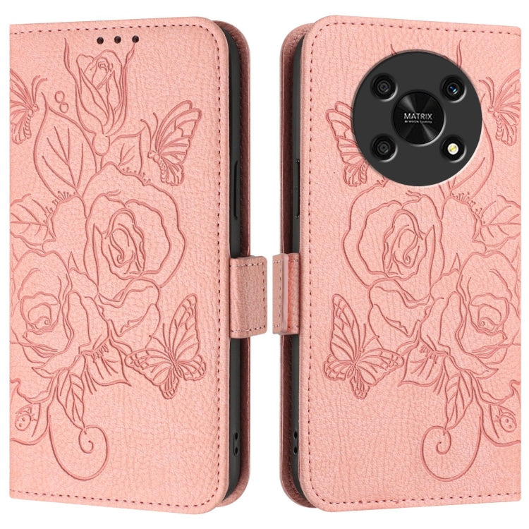 For Honor X30 5G / X9 5G / 4G Embossed Rose RFID Anti-theft Leather Phone Case