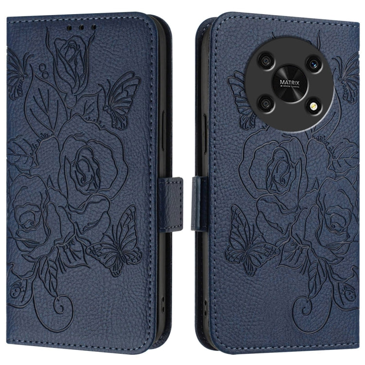 For Honor X30 5G / X9 5G / 4G Embossed Rose RFID Anti-theft Leather Phone Case