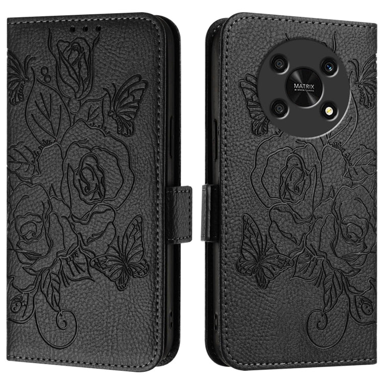 For Honor X30 5G / X9 5G / 4G Embossed Rose RFID Anti-theft Leather Phone Case