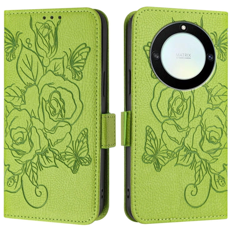For Honor X40 5G / X9a 5G / Magic5 Lite Embossed Rose RFID Anti-theft Leather Phone Case