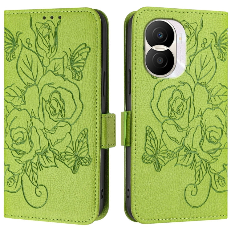 For Honor X40i 5G Embossed Rose RFID Anti-theft Leather Phone Case