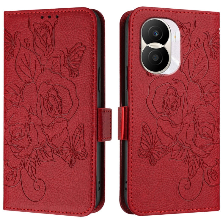For Honor X40i 5G Embossed Rose RFID Anti-theft Leather Phone Case