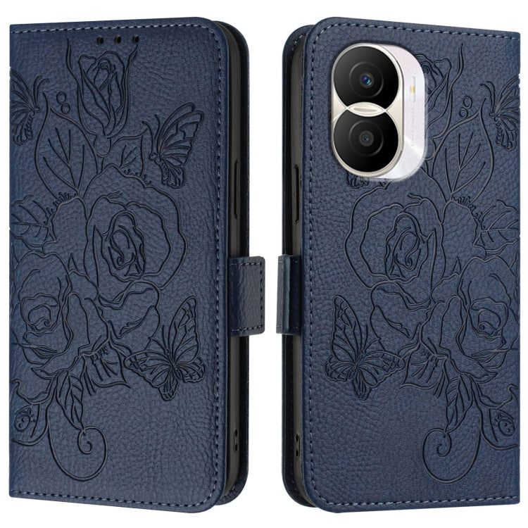 For Honor X40i 5G Embossed Rose RFID Anti-theft Leather Phone Case