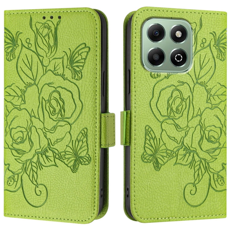 For Honor X6b Embossed Rose RFID Anti-theft Leather Phone Case