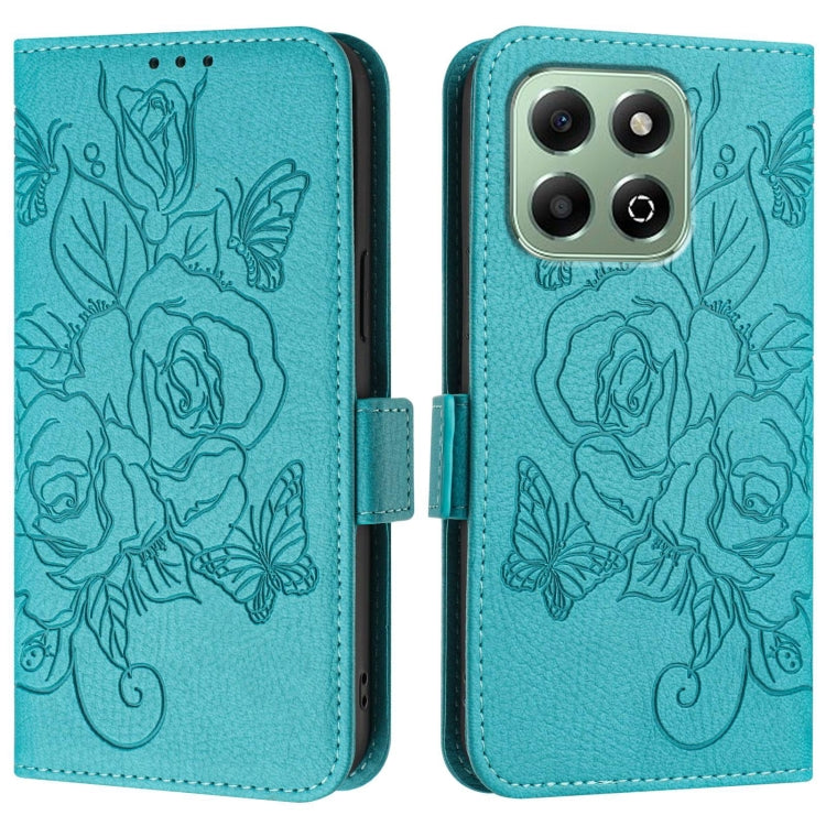 For Honor X6b Embossed Rose RFID Anti-theft Leather Phone Case
