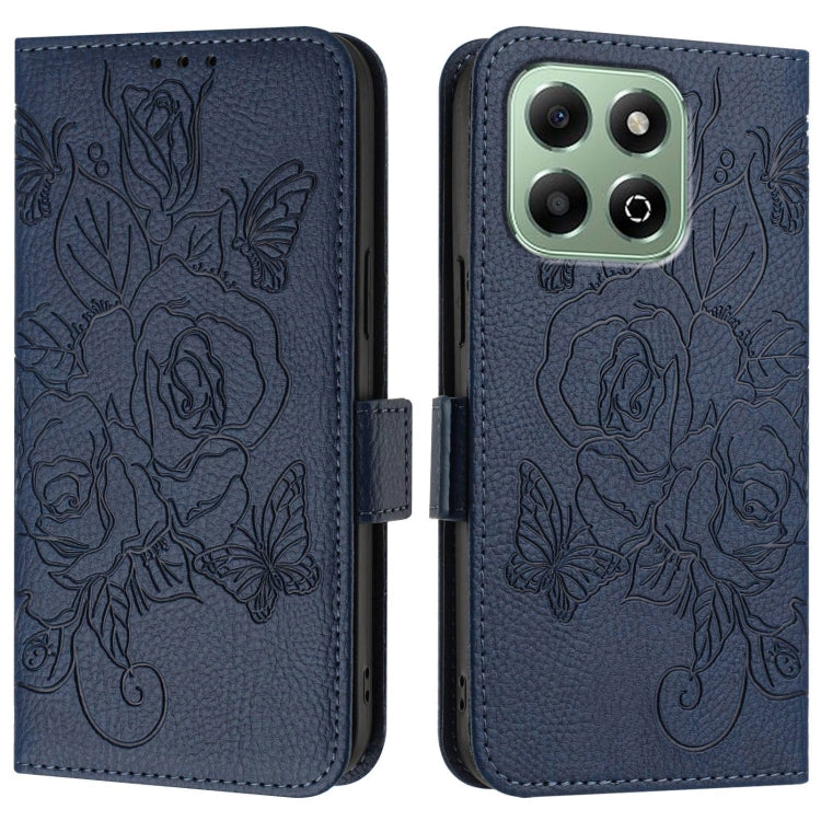 For Honor X6b Embossed Rose RFID Anti-theft Leather Phone Case
