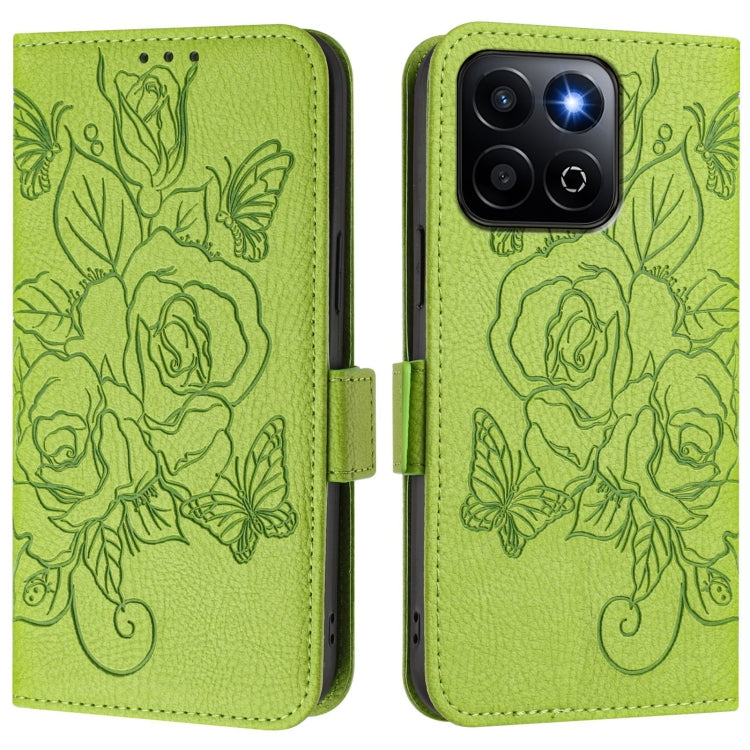 For Honor 200 Smart 5G Embossed Rose RFID Anti-theft Leather Phone Case
