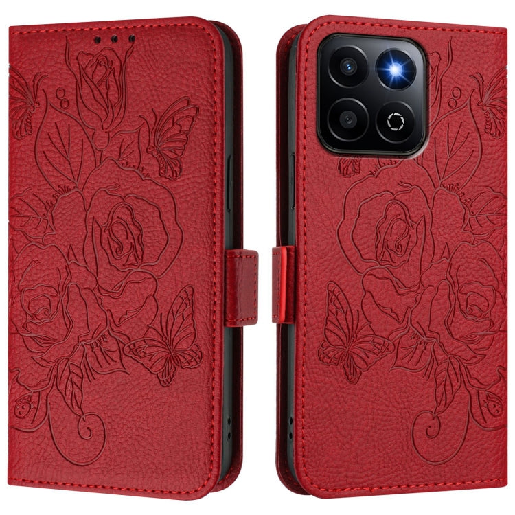 For Honor 200 Smart 5G Embossed Rose RFID Anti-theft Leather Phone Case
