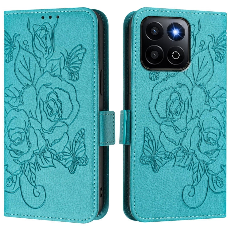 For Honor 200 Smart 5G Embossed Rose RFID Anti-theft Leather Phone Case