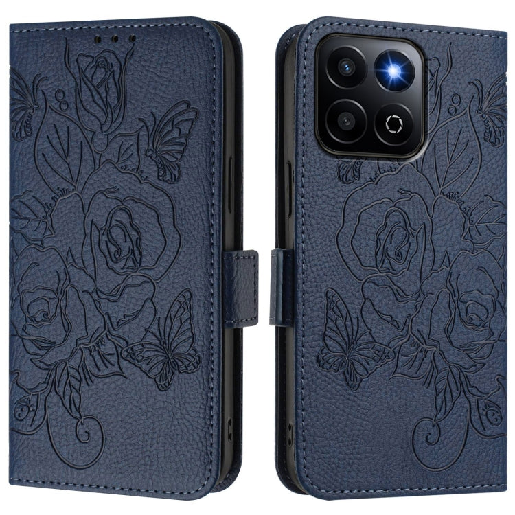 For Honor 200 Smart 5G Embossed Rose RFID Anti-theft Leather Phone Case