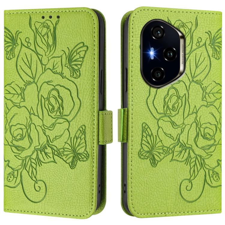 For Honor 300 Pro 5G / 300 Ultra 5G Embossed Rose RFID Anti-theft Leather Phone Case