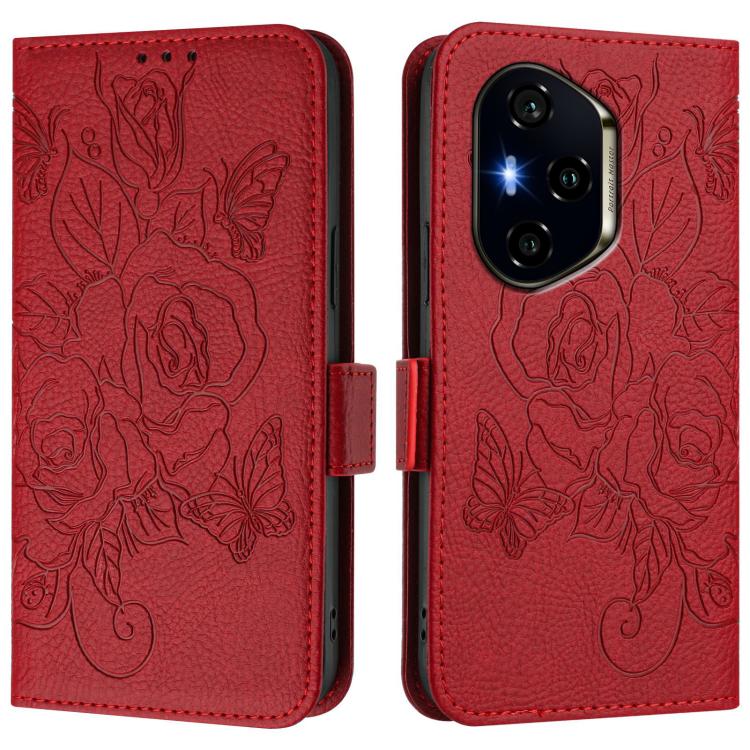 For Honor 300 Pro 5G / 300 Ultra 5G Embossed Rose RFID Anti-theft Leather Phone Case