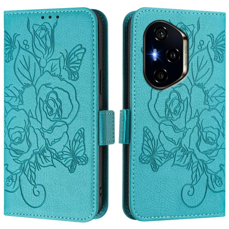 For Honor 300 Pro 5G / 300 Ultra 5G Embossed Rose RFID Anti-theft Leather Phone Case