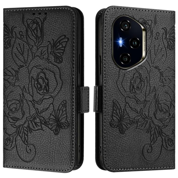 For Honor 300 Pro 5G / 300 Ultra 5G Embossed Rose RFID Anti-theft Leather Phone Case
