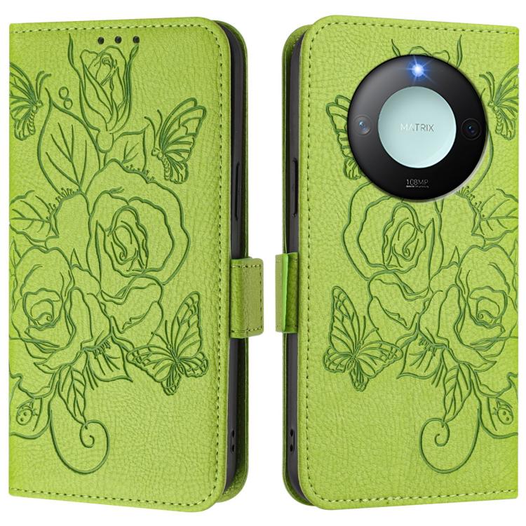 For Honor X9c Smart 5G Embossed Rose RFID Anti-theft Leather Phone Case
