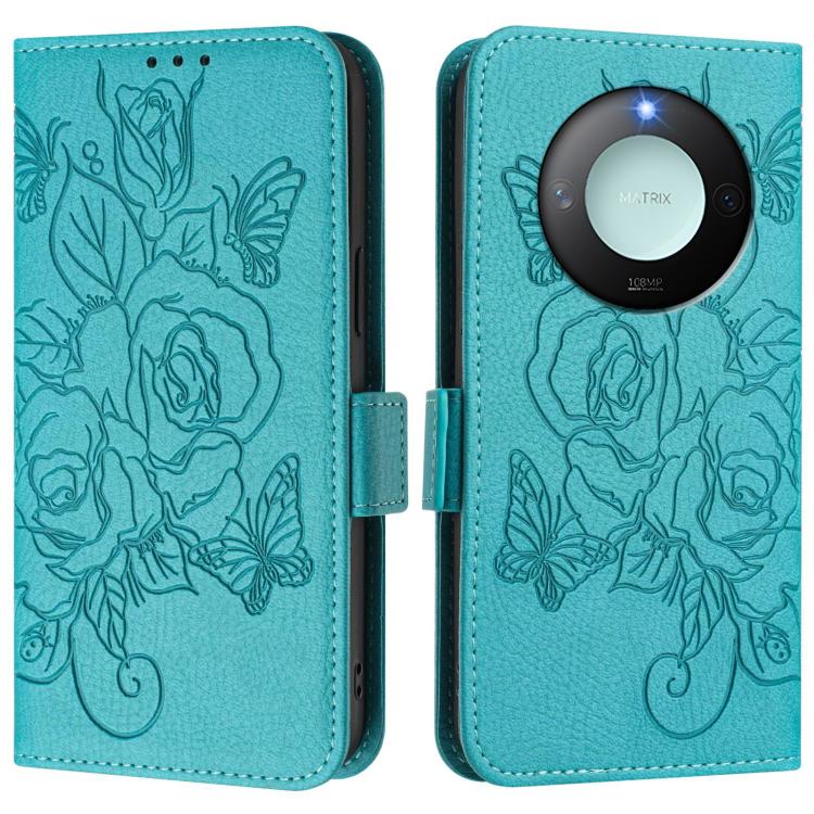 For Honor X9c Smart 5G Embossed Rose RFID Anti-theft Leather Phone Case