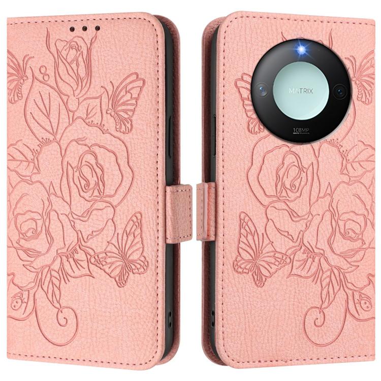For Honor X9c Smart 5G Embossed Rose RFID Anti-theft Leather Phone Case