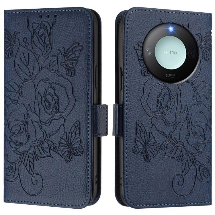 For Honor X9c Smart 5G Embossed Rose RFID Anti-theft Leather Phone Case