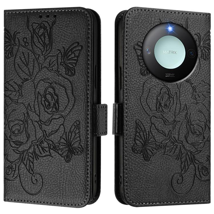 For Honor X9c Smart 5G Embossed Rose RFID Anti-theft Leather Phone Case