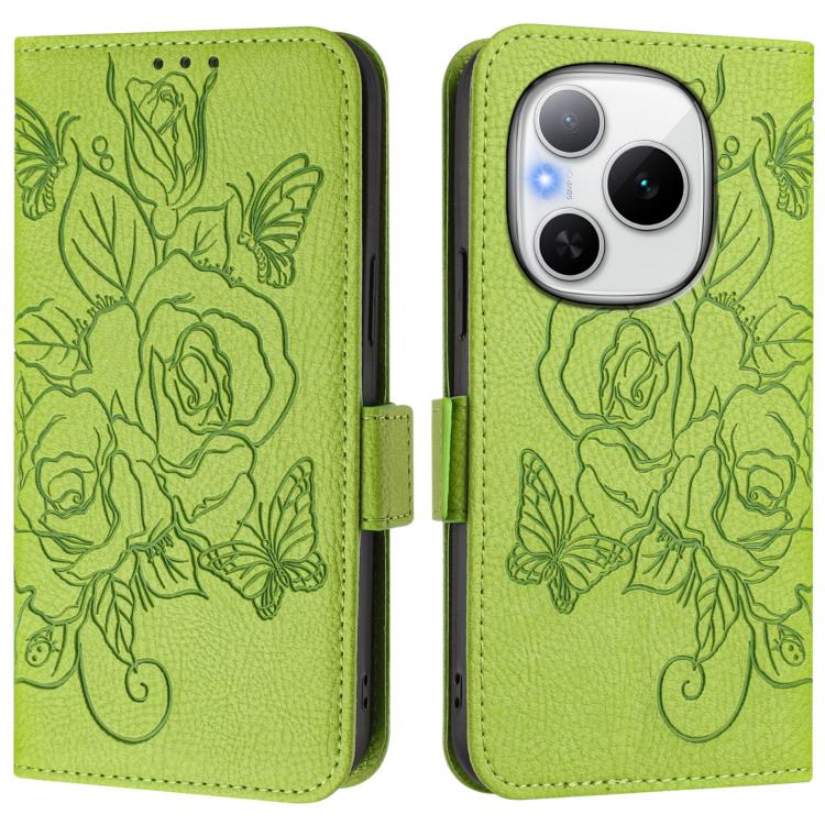 For Honor Power 5G Embossed Rose RFID Anti-theft Leather Phone Case