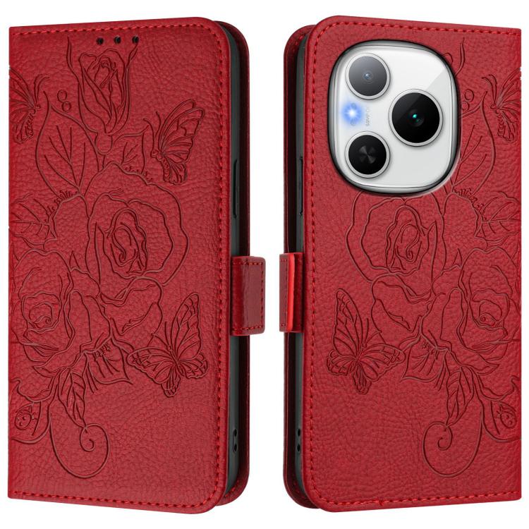 For Honor Power 5G Embossed Rose RFID Anti-theft Leather Phone Case