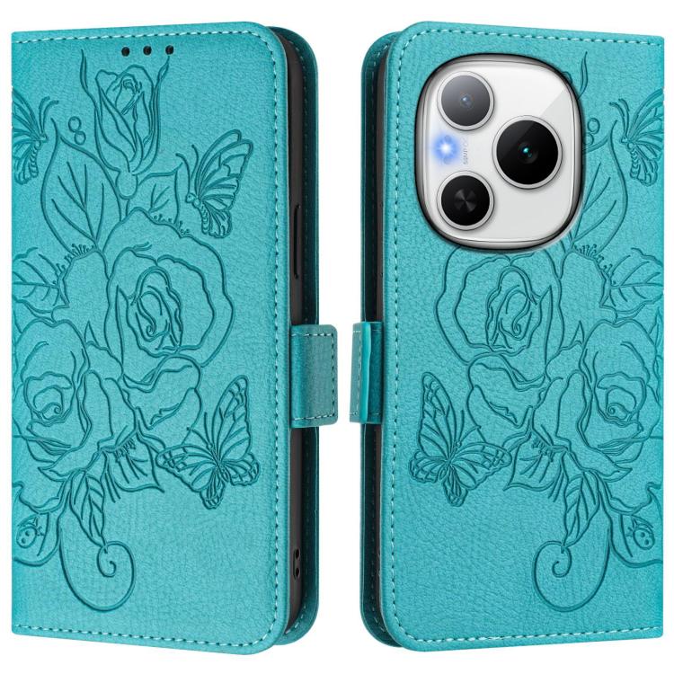 For Honor Power 5G Embossed Rose RFID Anti-theft Leather Phone Case