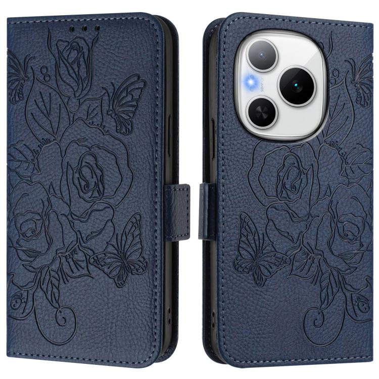 For Honor Power 5G Embossed Rose RFID Anti-theft Leather Phone Case