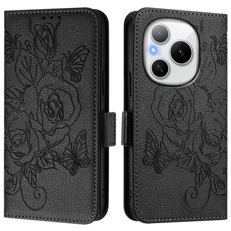 For Honor Power 5G Embossed Rose RFID Anti-theft Leather Phone Case