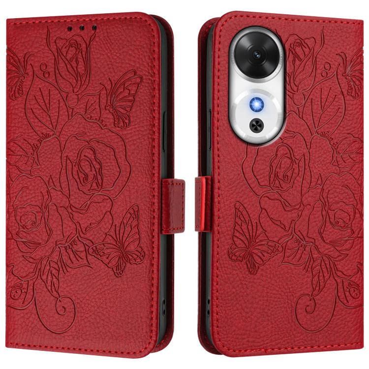 For Honor Play 60 5G Embossed Rose RFID Anti-theft Leather Phone Case