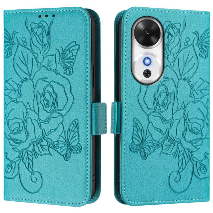 For Honor Play 60 5G Embossed Rose RFID Anti-theft Leather Phone Case