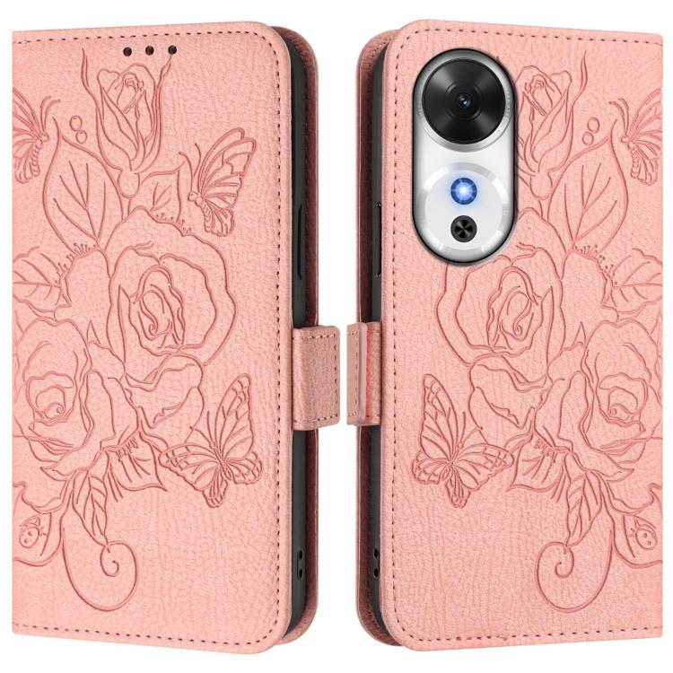 For Honor Play 60 5G Embossed Rose RFID Anti-theft Leather Phone Case