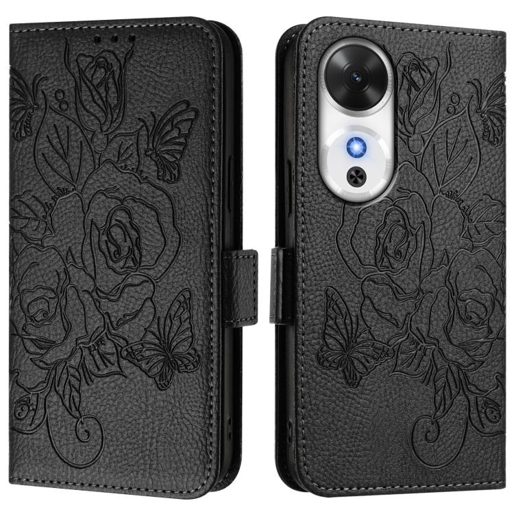 For Honor Play 60 5G Embossed Rose RFID Anti-theft Leather Phone Case