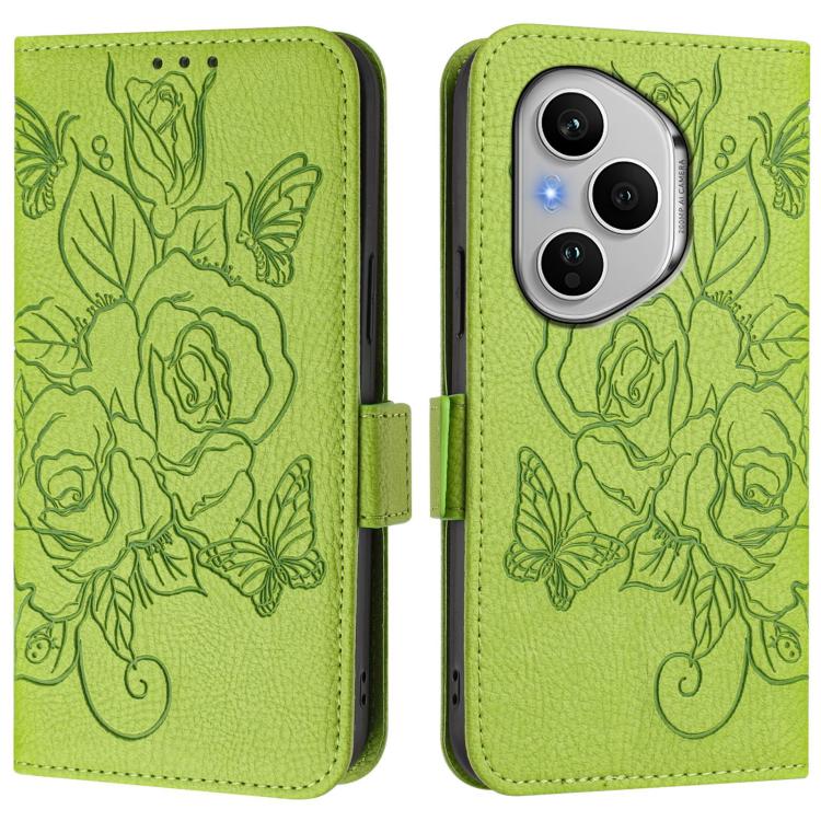 For Honor 400 Pro Global 160.8mm Embossed Rose RFID Anti-theft Leather Phone Case