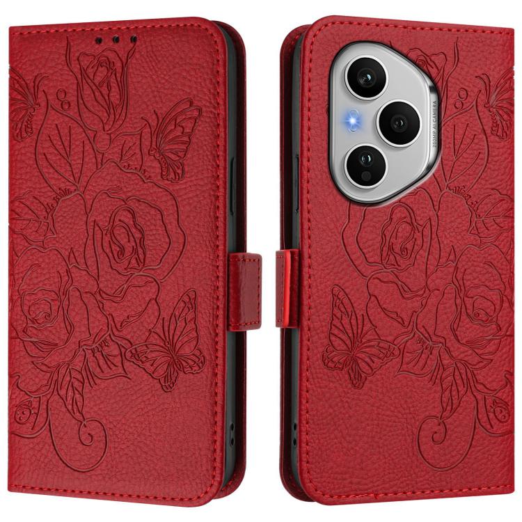 For Honor 400 Pro Global 160.8mm Embossed Rose RFID Anti-theft Leather Phone Case