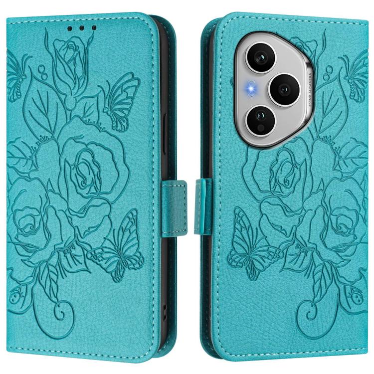 For Honor 400 Pro Global 160.8mm Embossed Rose RFID Anti-theft Leather Phone Case