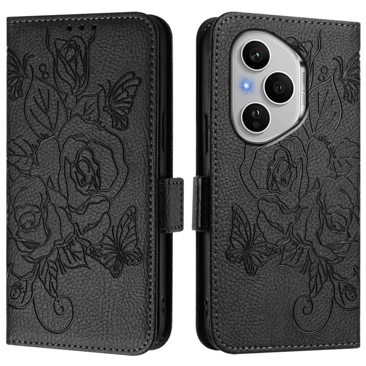 For Honor 400 Pro Global 160.8mm Embossed Rose RFID Anti-theft Leather Phone Case