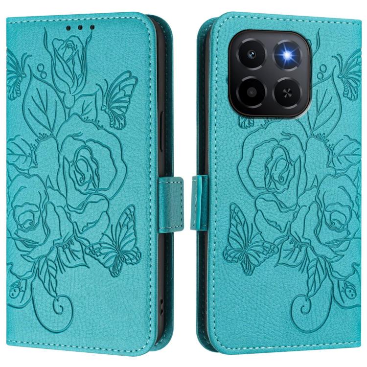 For Honor X6c 4G Embossed Rose RFID Anti-theft Leather Phone Case