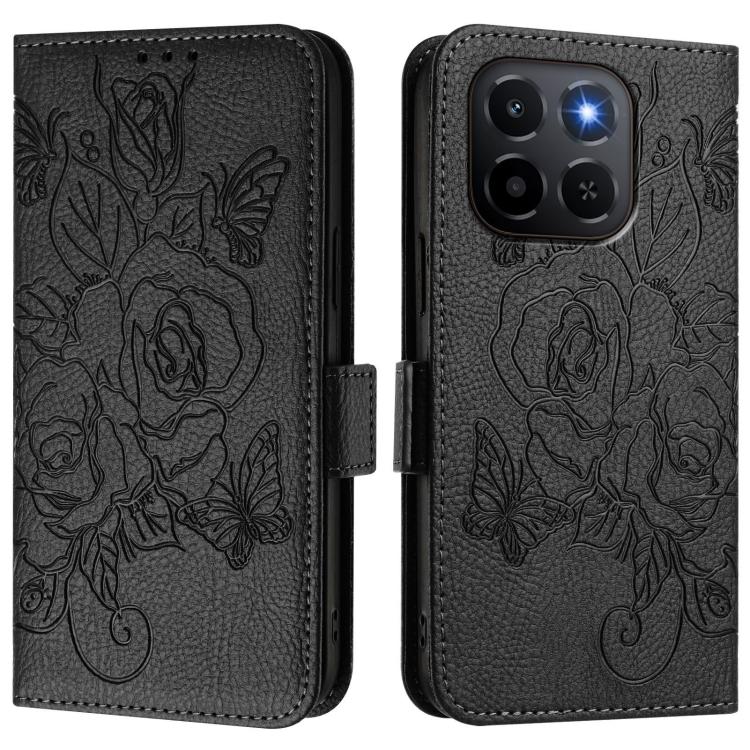 For Honor X6c 4G Embossed Rose RFID Anti-theft Leather Phone Case