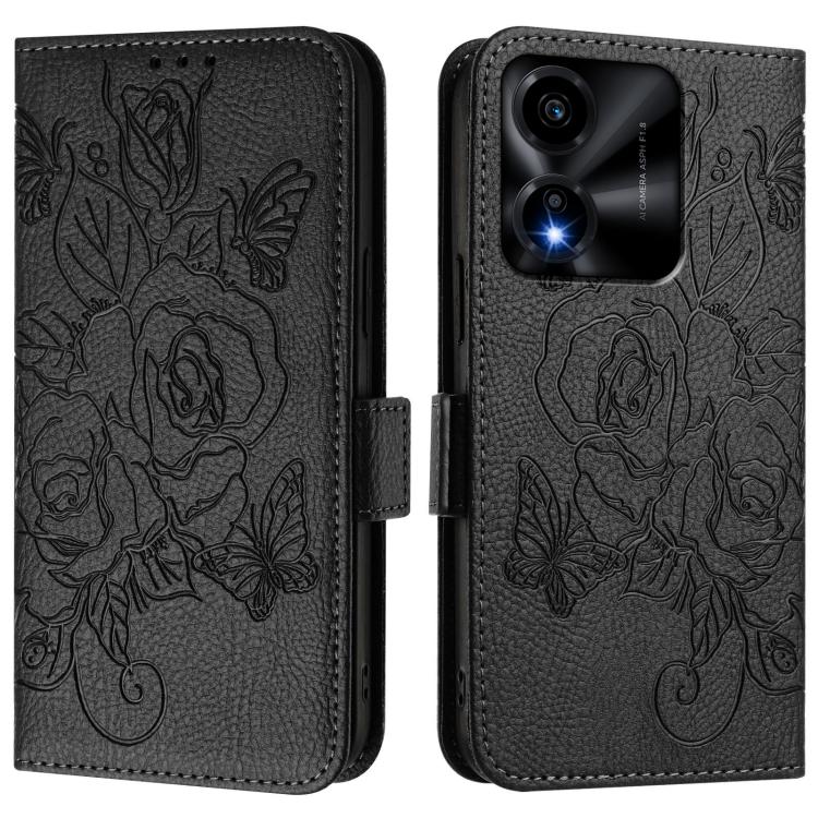 For Honor X5c Plus Embossed Rose RFID Anti-theft Leather Phone Case