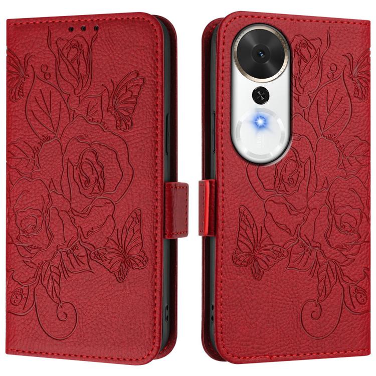 For Honor Play 70 Plus Embossed Rose RFID Anti-theft Leather Phone Case