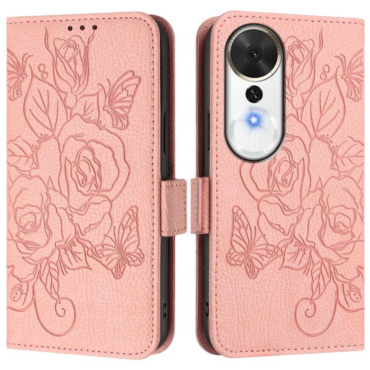 For Honor Play 70 Plus Embossed Rose RFID Anti-theft Leather Phone Case