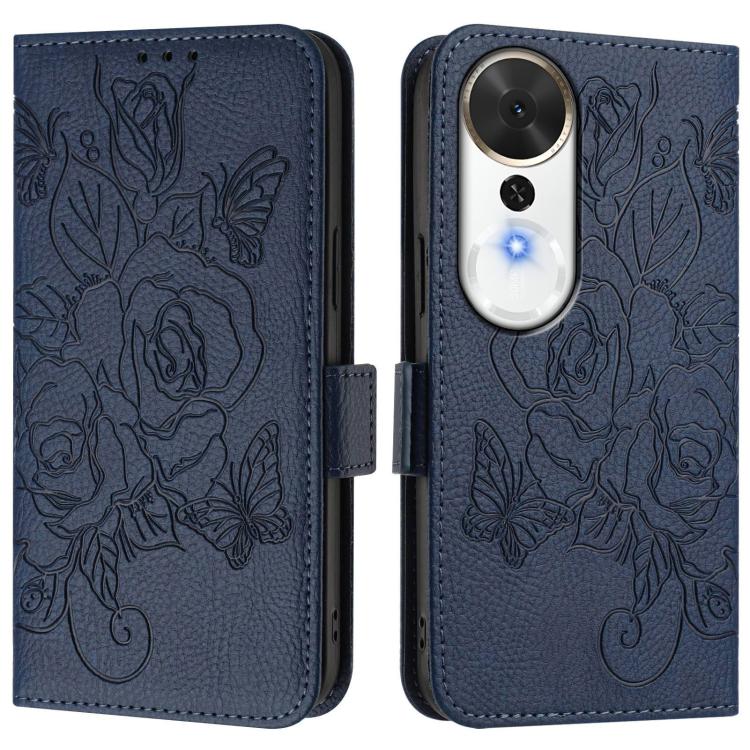 For Honor Play 70 Plus Embossed Rose RFID Anti-theft Leather Phone Case