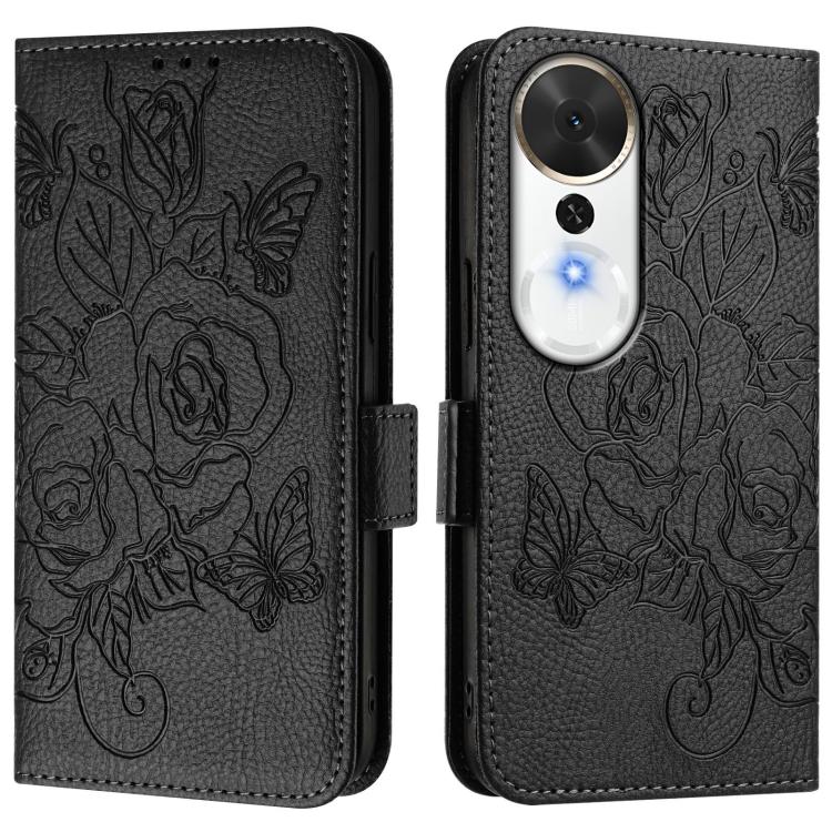 For Honor Play 70 Plus Embossed Rose RFID Anti-theft Leather Phone Case
