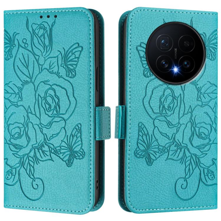 For Honor Magic8 Embossed Rose RFID Anti-theft Leather Phone Case